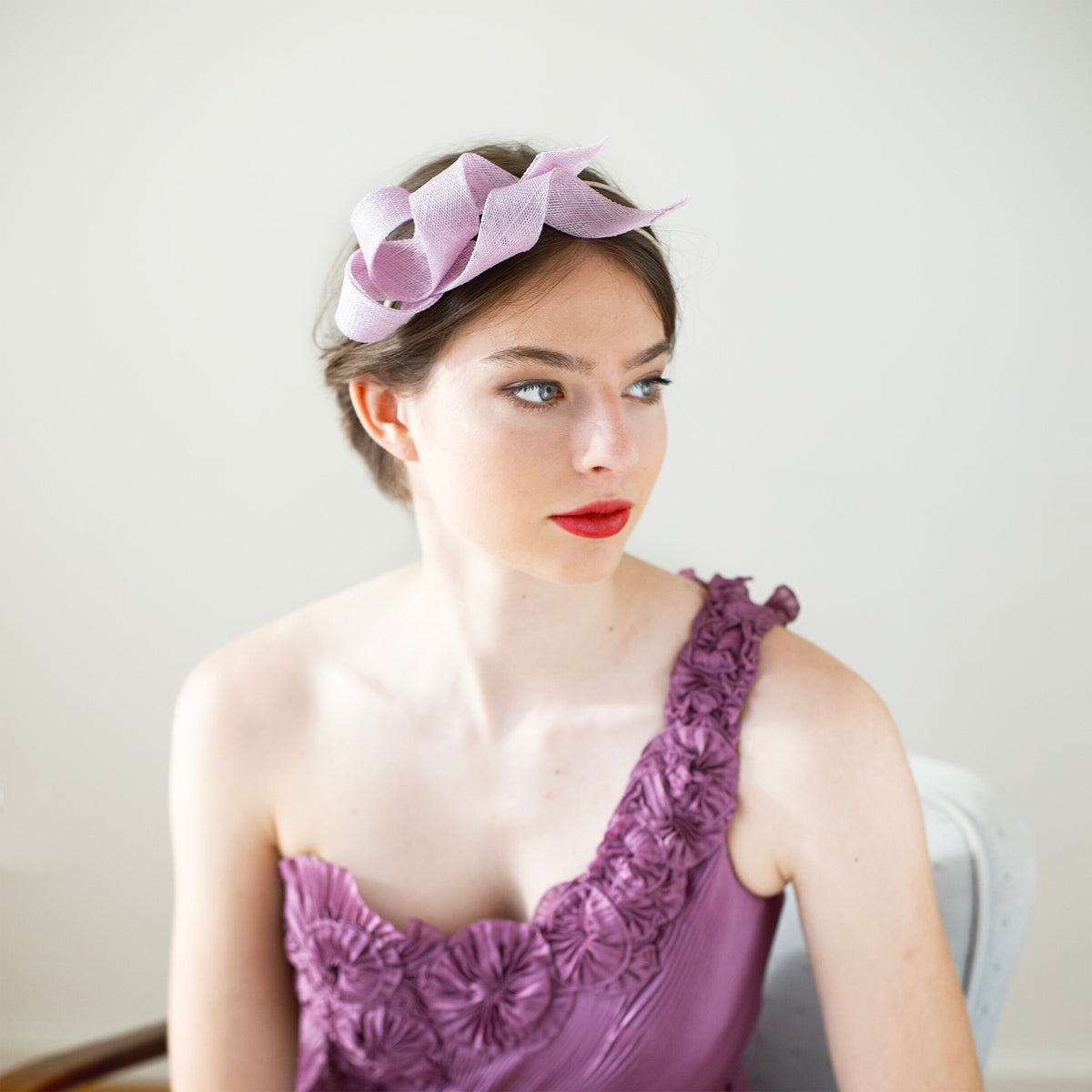 Lilac Sinamay Fascinator: Elegant Wedding Headband, Occasion Headpiece
