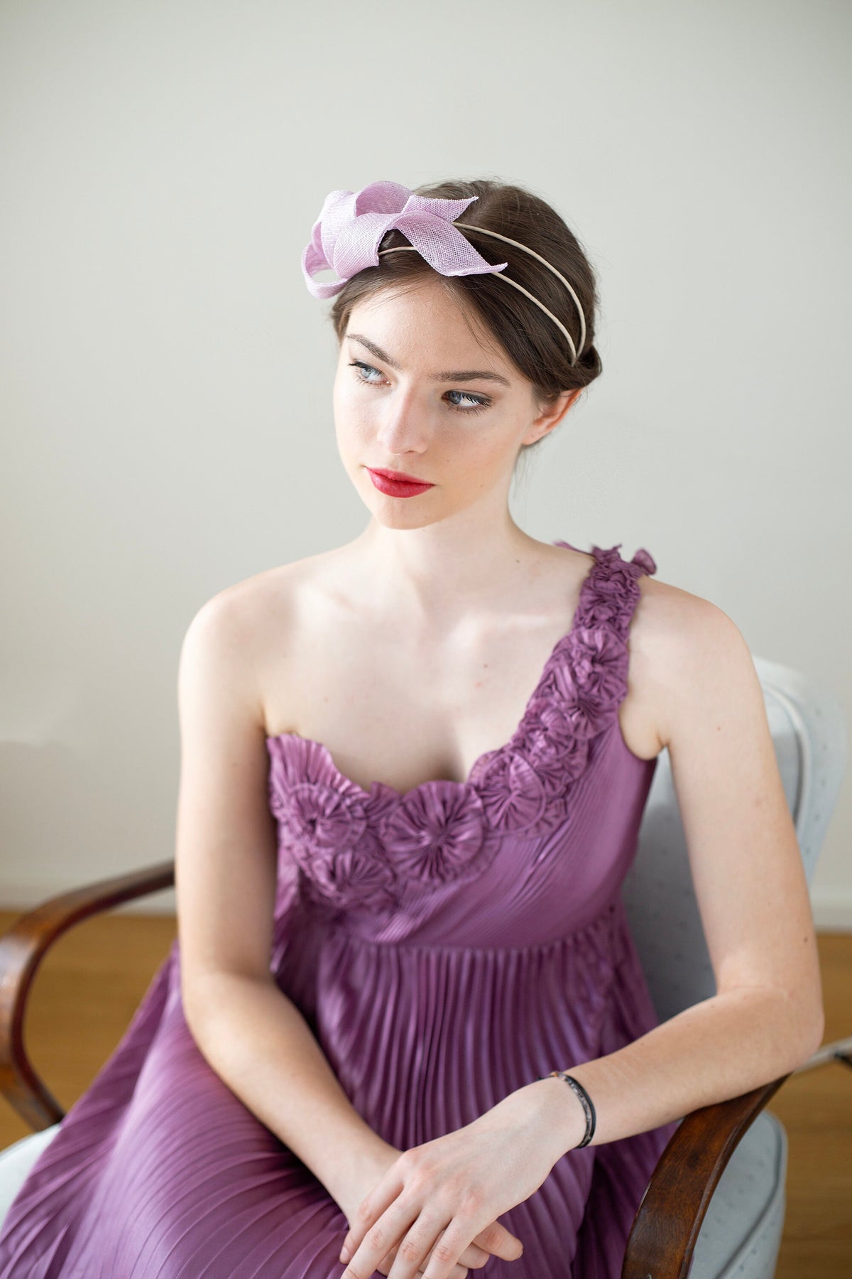 Lilac Sinamay Fascinator: Elegant Wedding Headband, Occasion Headpiece