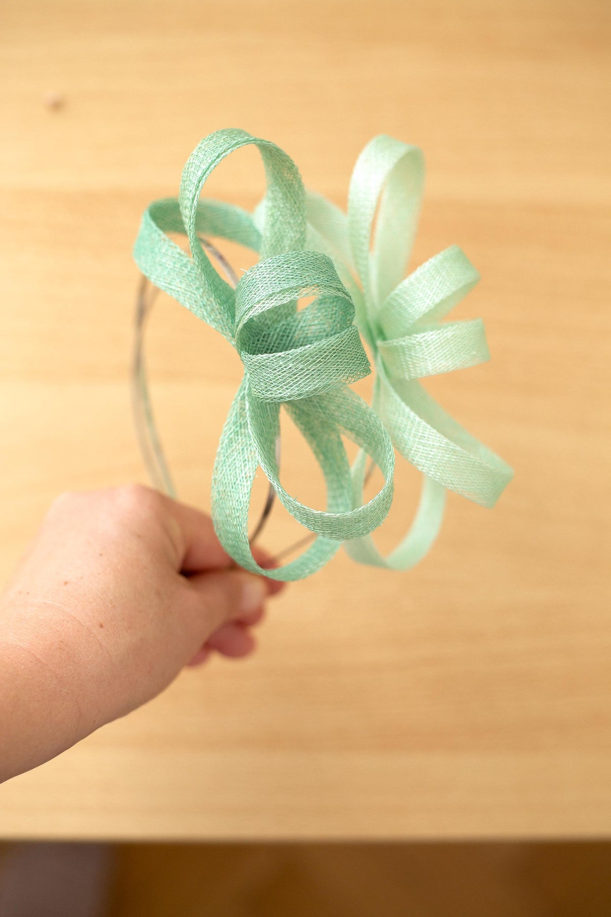 Mint Sinamay Fascinator Headband – Wedding Guest, Bridesmaid & Formal Occasion Hairpiece