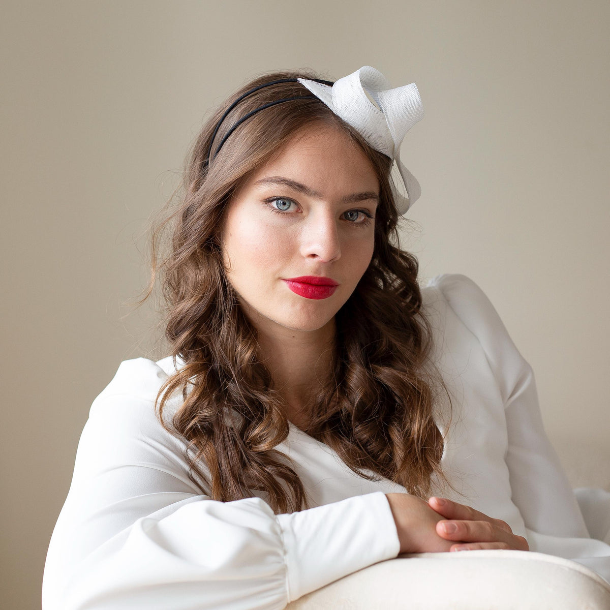 Bridal Bow Headband: Elegant Wedding Fascinator, Civil Ceremony Bride