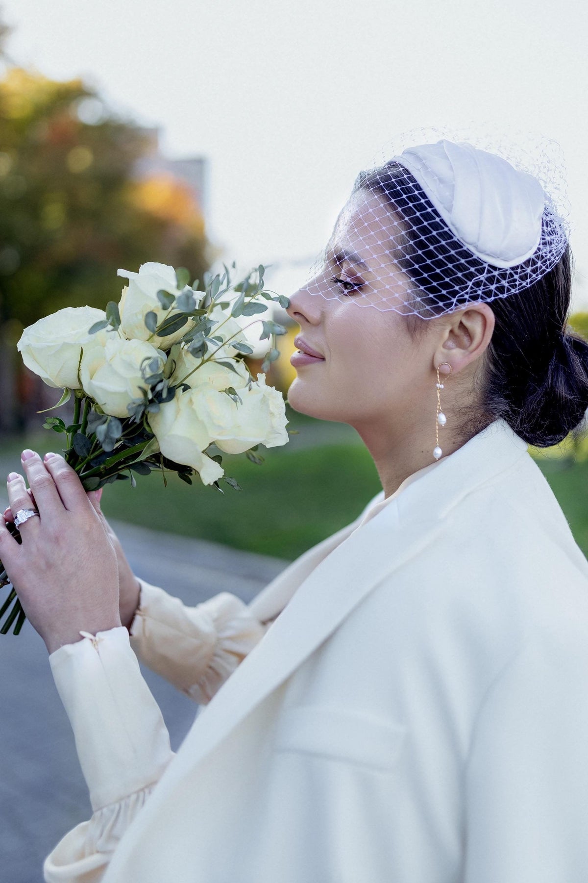 Silk Satin Wide Headband with Veil | 2-in-1 Bridal Headpiece | Removable Veil | Handmade Millinery Cap Hat