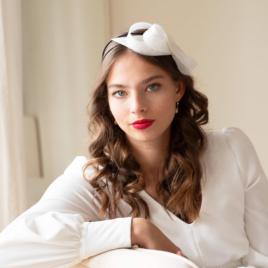 Bridal Bow Headband: Elegant Wedding Fascinator, Civil Ceremony Bride