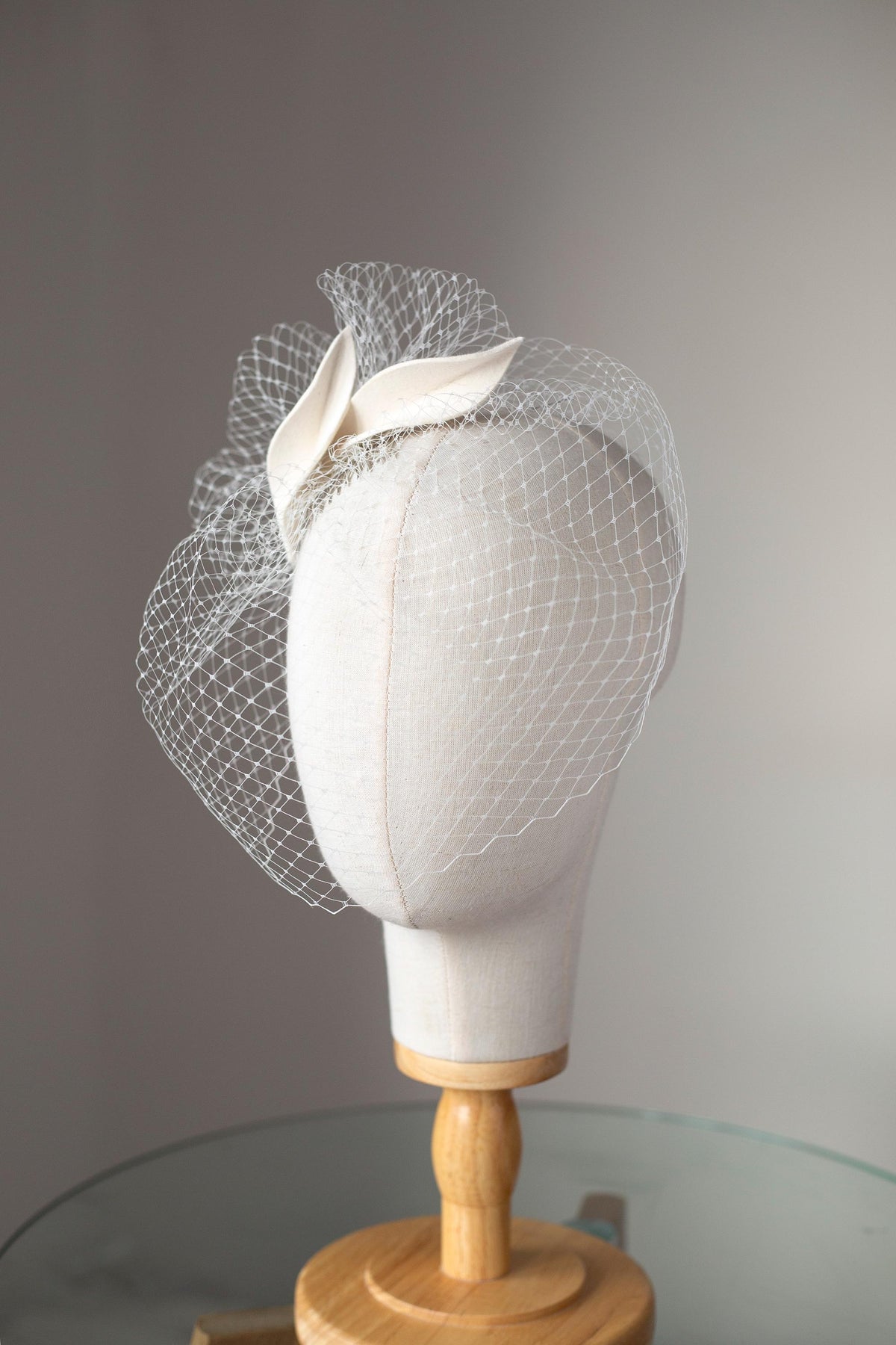 Birdcage Veil Bridal Fascinator – Ivory Felt Wedding Headpiece for modern brides, civil ceremonies, city hall or courthouse weddings