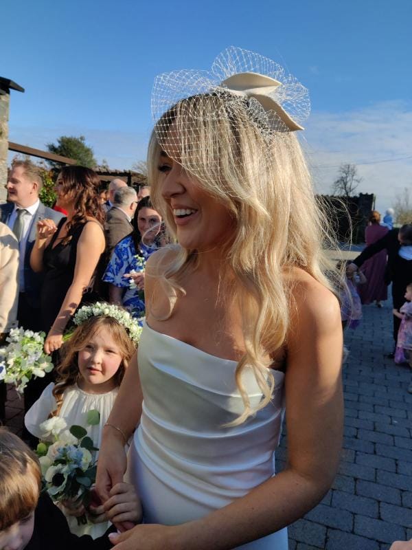 Handmade Felt Petals Bridal Veil – Ivory Birdcage Wedding Headpiece – Botanical Fascinator for Modern Bride