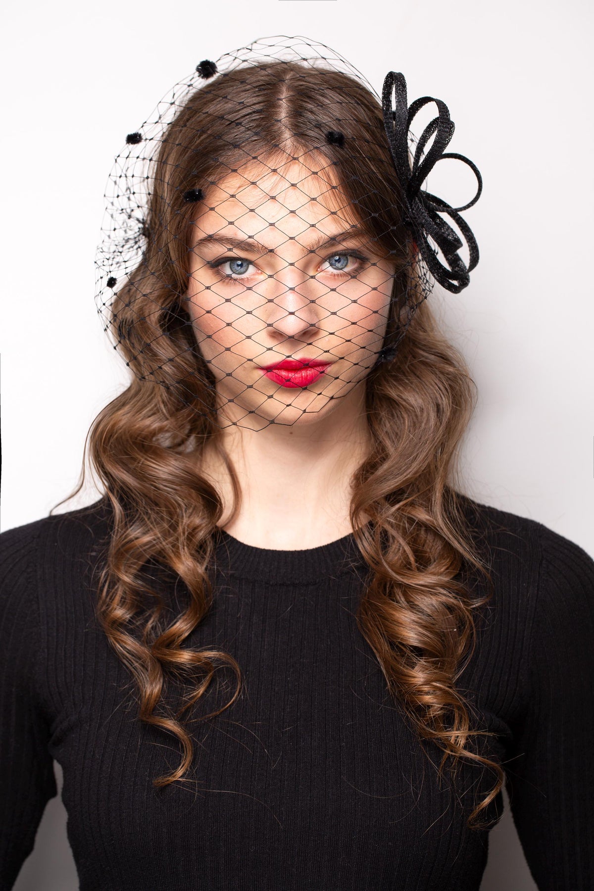 Black Fascinator with Removable Face Veil for Formal Events, Elegant Mourning & Memorial Headpiece