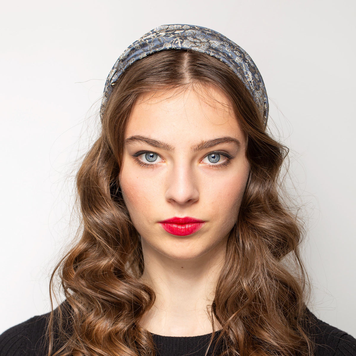 Grey - Silver Draped Ladies Hat: Old Hollywood Style Half Hat, mid-century glamorous headpiece