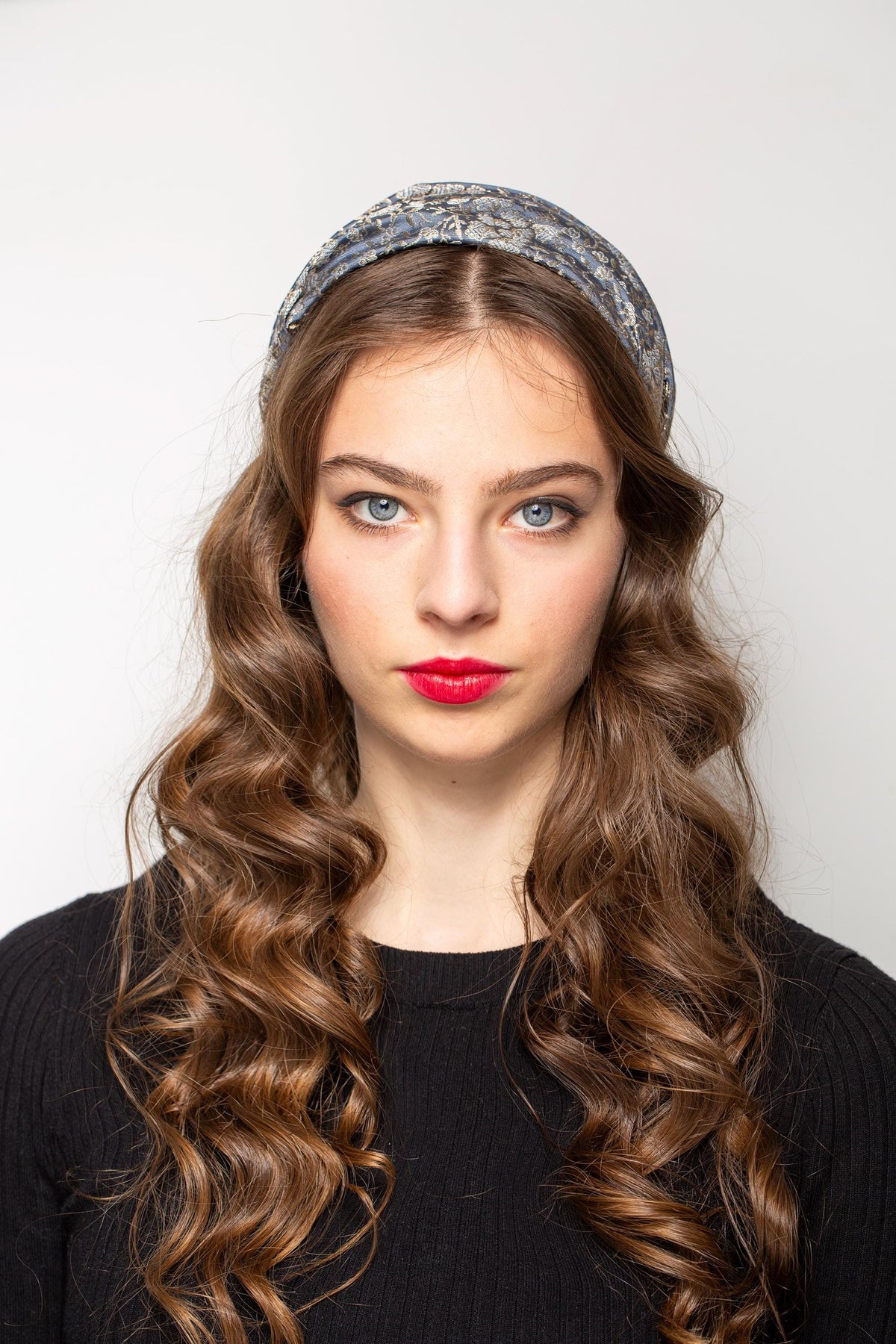 Grey - Silver Draped Ladies Hat: Old Hollywood Style Half Hat, mid-century glamorous headpiece