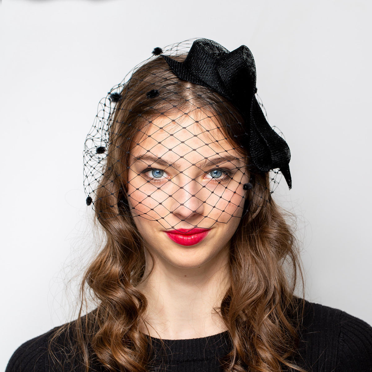 Occasion Black Hair Bow Veil Fascinator with Detachable Birdcage Veil Party Headpiece Mourning Veil
