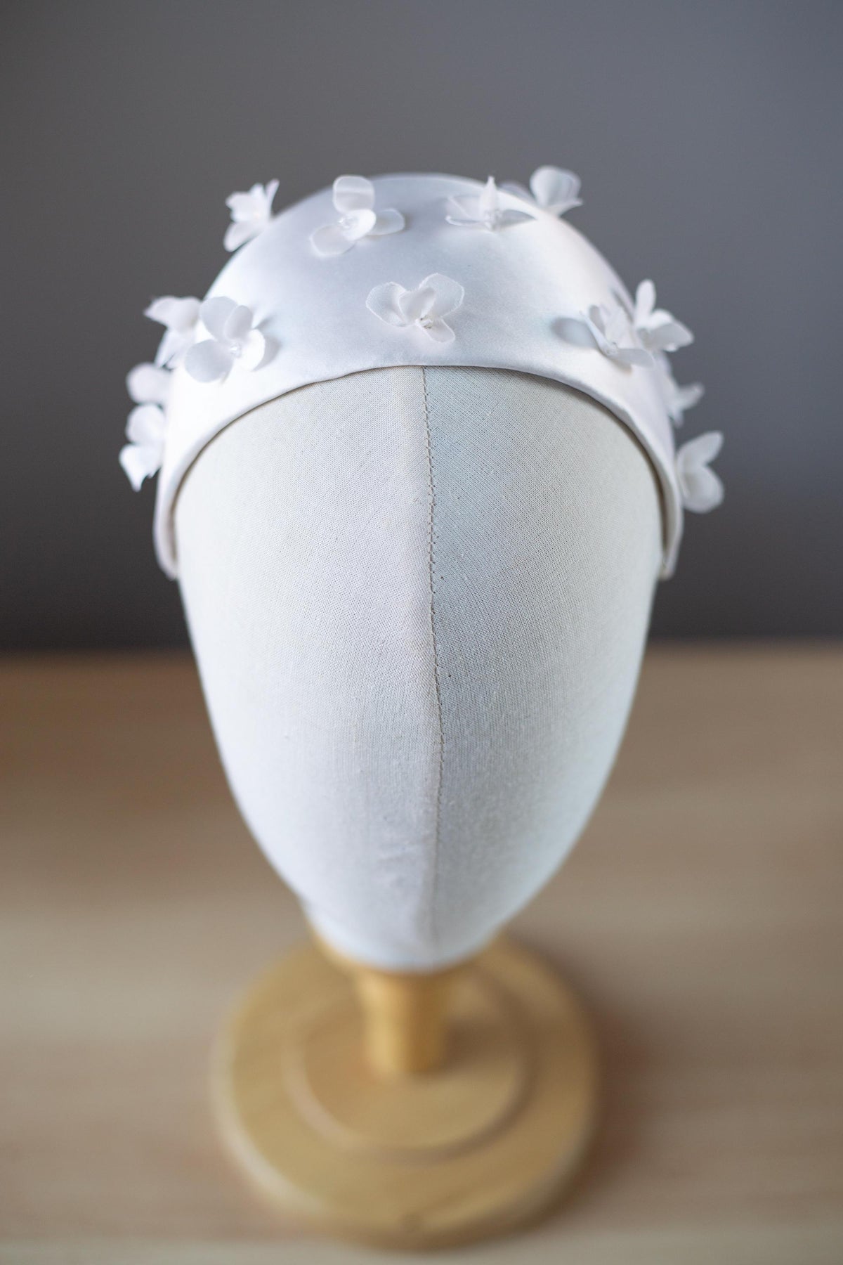 Silk Satin Wedding Half Hat | Vintage Bridal Headpiece with Crystals | Elegant Bridal Hat | Couture Wedding Headpiece | Minimalist Bride Hat