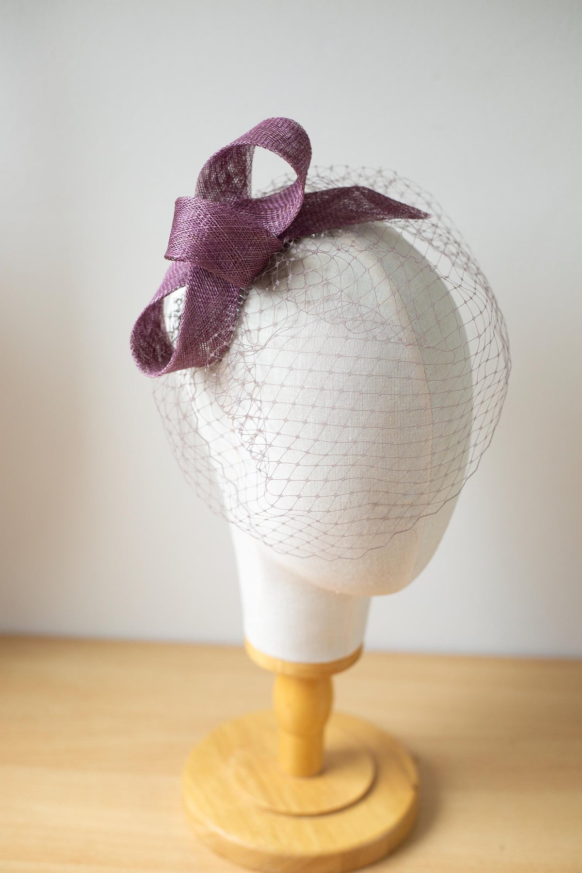 Mauve Taupe Loops Women Fascinator: Minimalist Wedding Guest or Occasion Headpiece