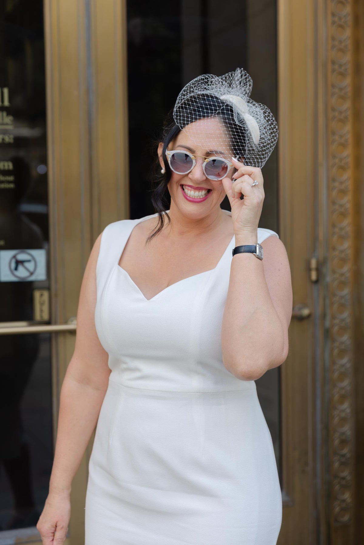 Birdcage Veil Bridal Fascinator – Ivory Felt Petals, Universal Headpiece to match Gowns, Cocktail Dresses, Tailored Suits or Jumpsuits
