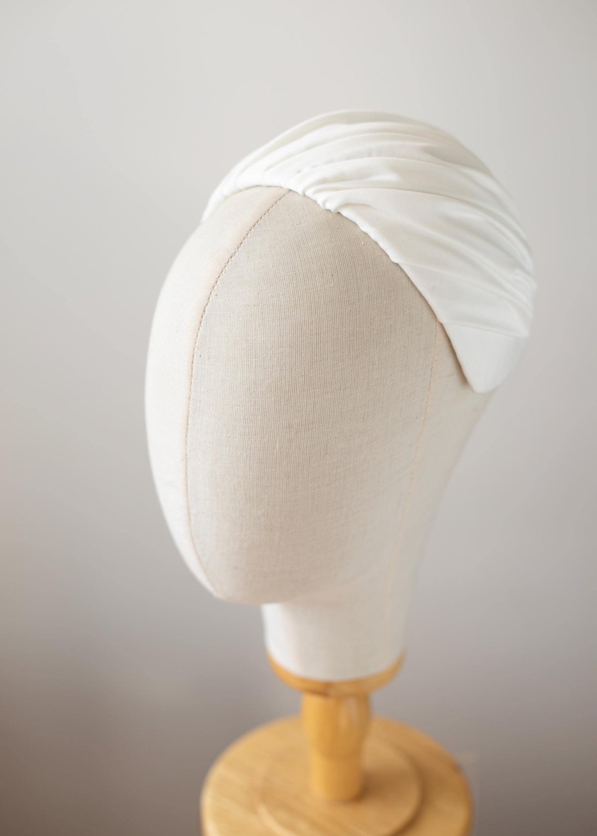 Ivory Satin Bridal Half Hat, 1950s Inspired Wedding Headpiece, Softly Gathered Satin Cap, Vintage Bridal Hat, Elegant Bridal Headpiece