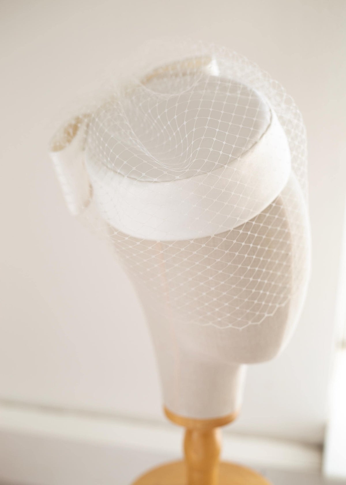 Ivory Satin Pillbox Hat with Birdcage Veil | Bridal Trend 2026 | City Hall Wedding Hat | Fashion-Forward Bridal Headpiece